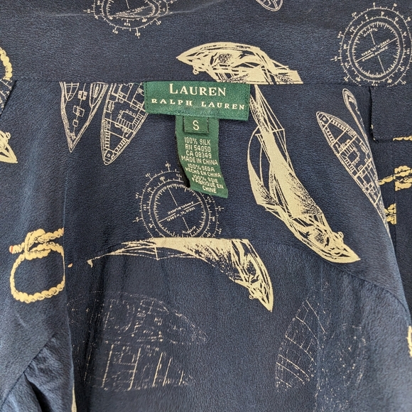 Lauren Ralph Lauren Women's Silk Button Down with Nautical Sailing Print - Picture 6 of 6